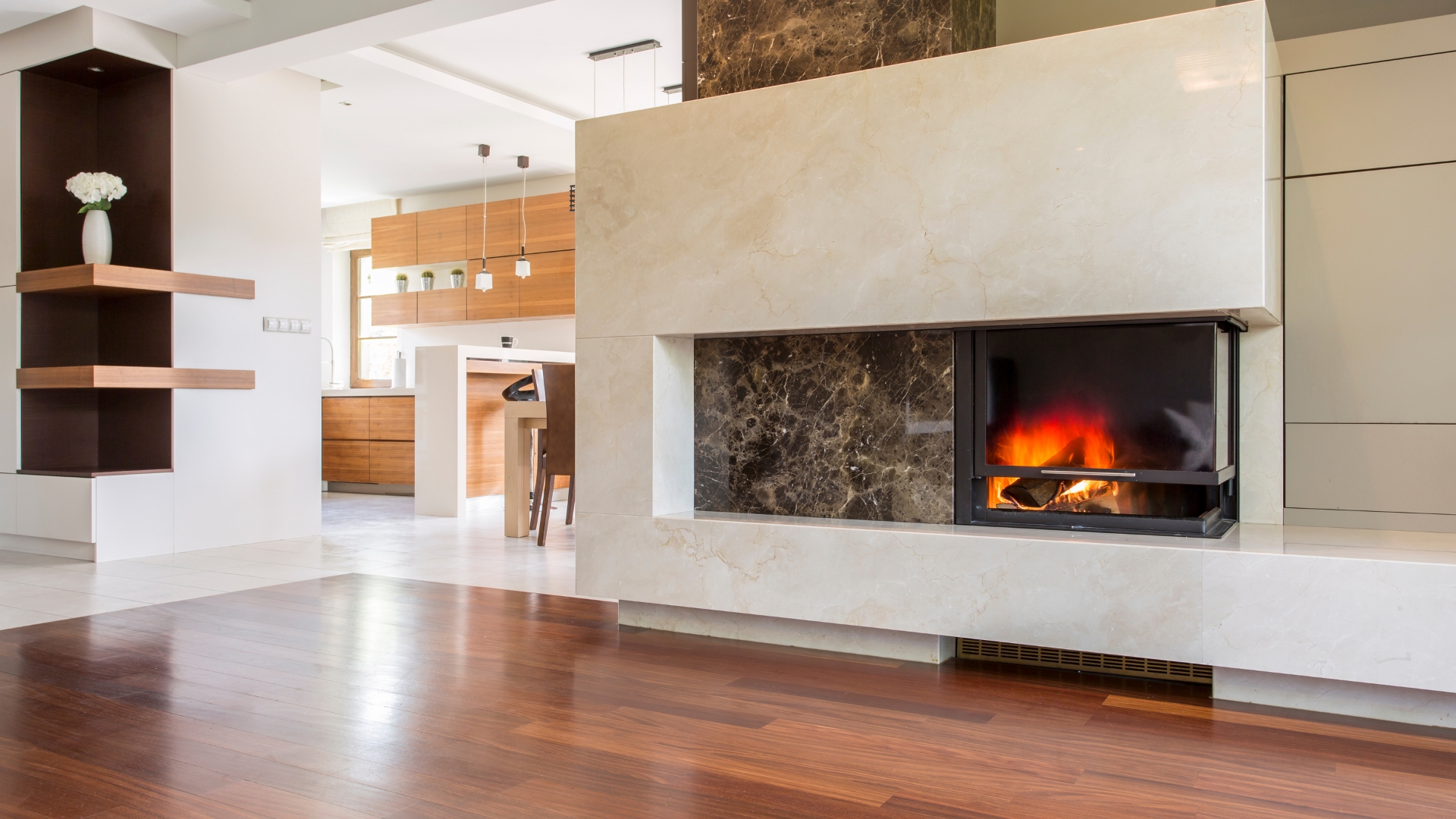 Stone work in NJ featuring a marble fireplace surround